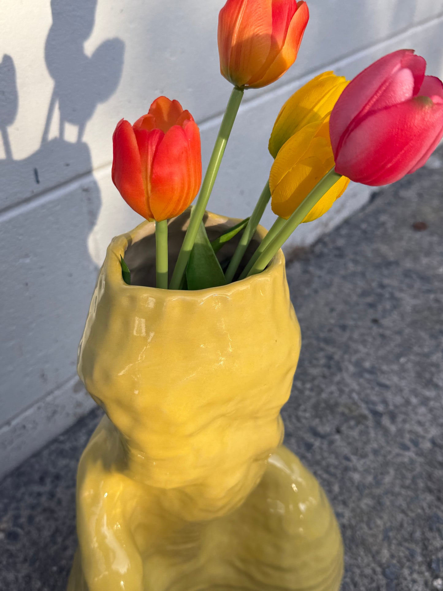 Hand coiled vase - butter