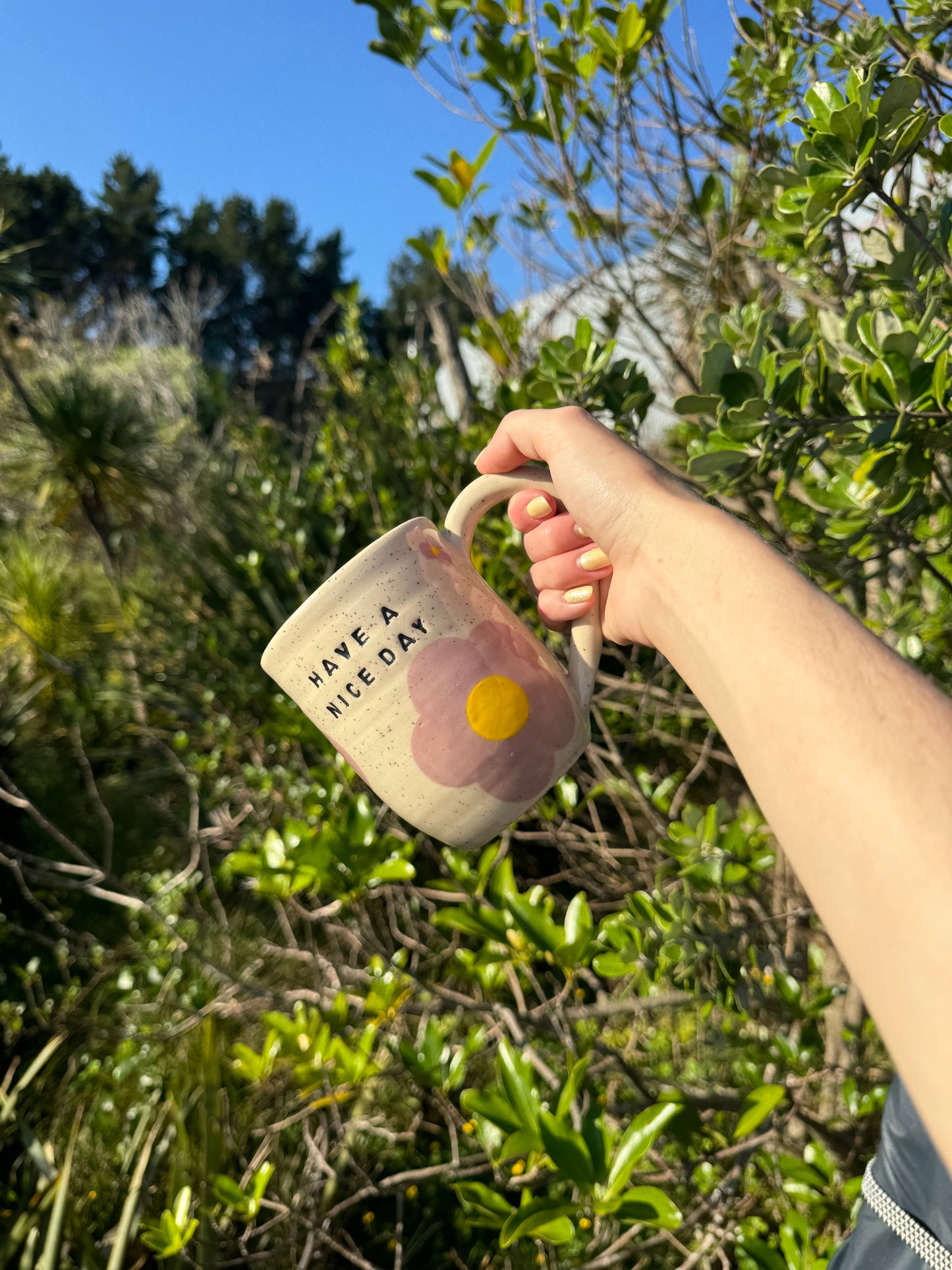 Have a nice day flower mugs
