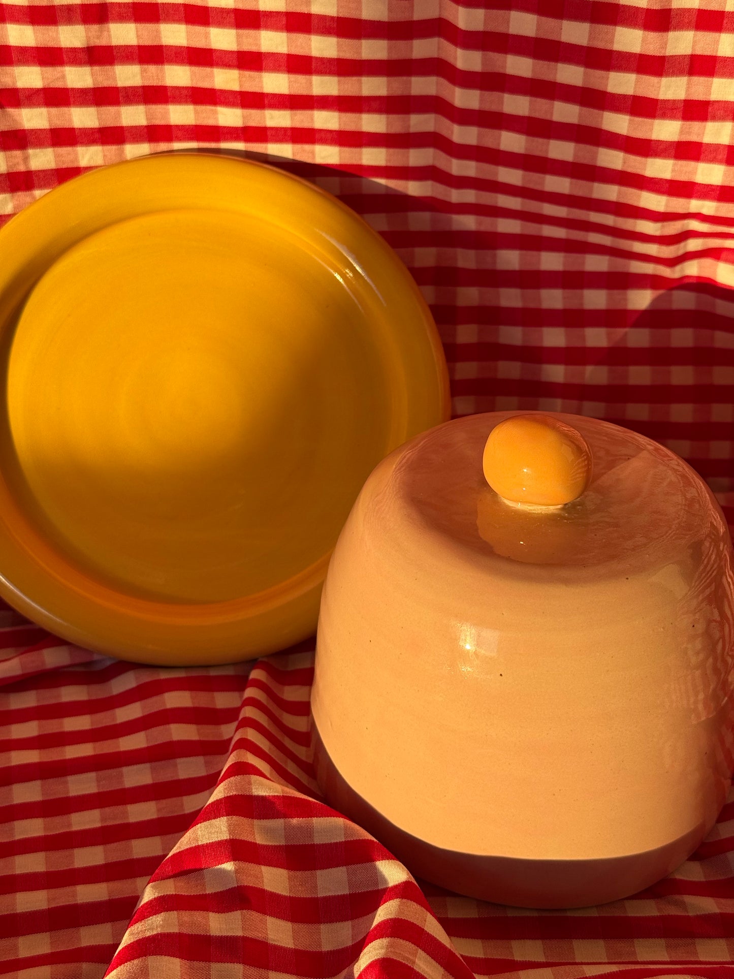 Butter dish - Yellow + pink + peach