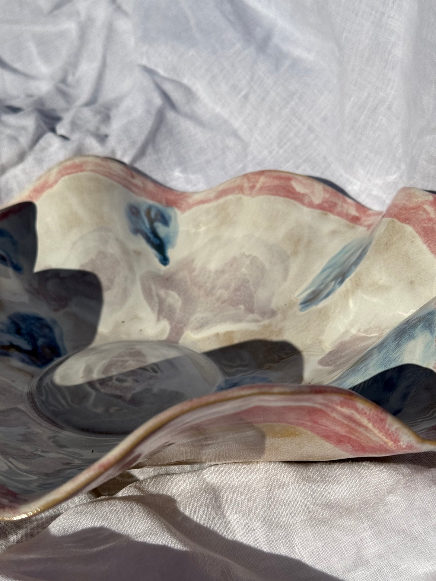 Large Wavy Bowl- Delphinium