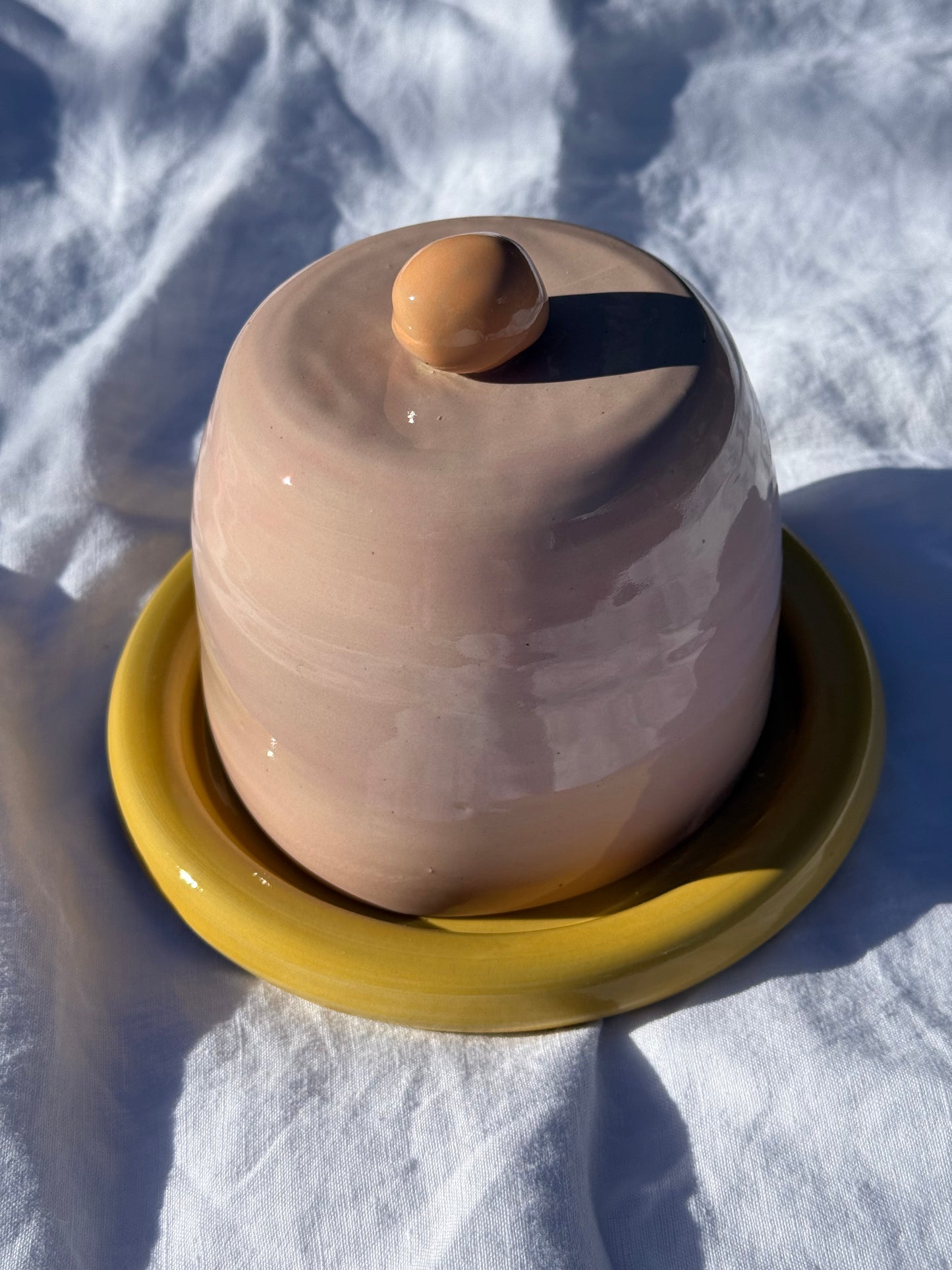 Butter dish - Yellow + pink + peach