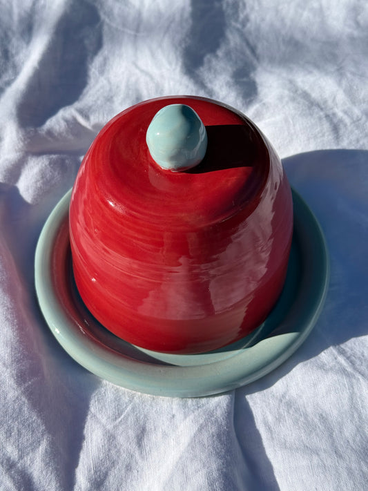 Butter dish- Red + blue