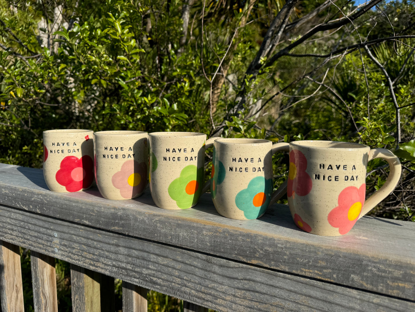 Have a nice day flower mugs