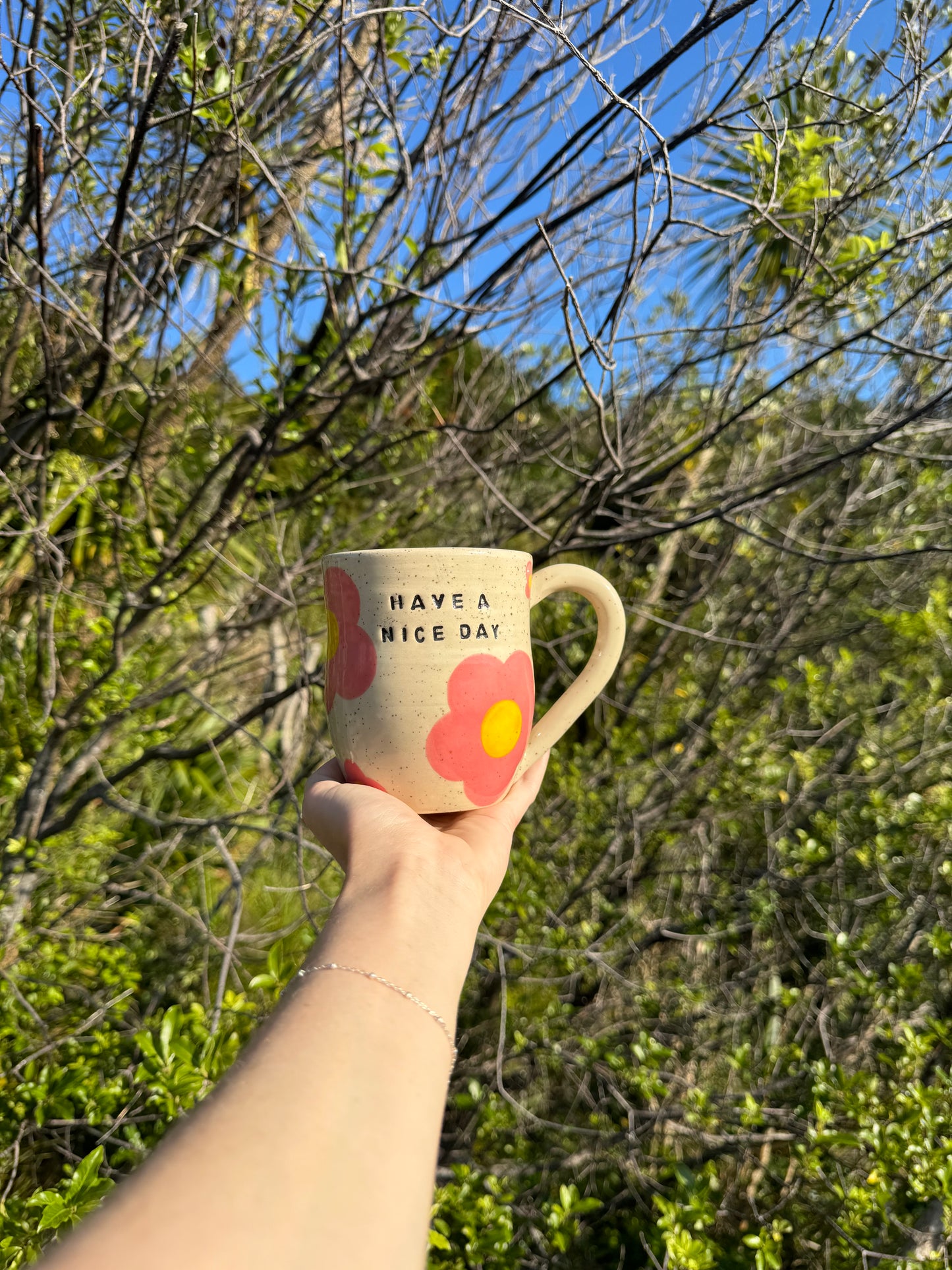 Have a nice day flower mugs