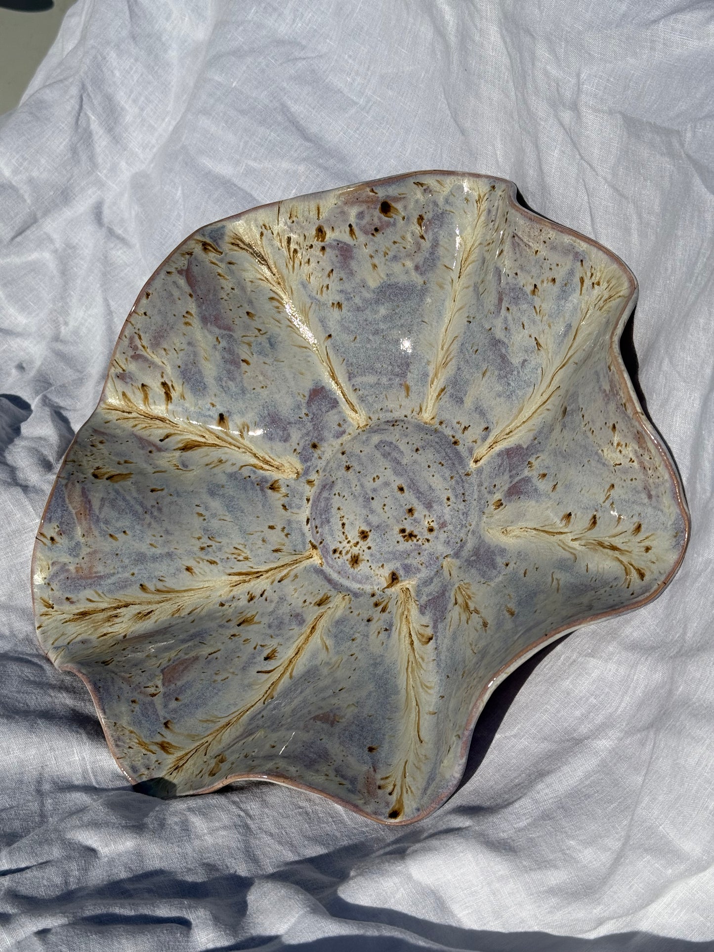 Large Wavy Bowl- Hydrangea