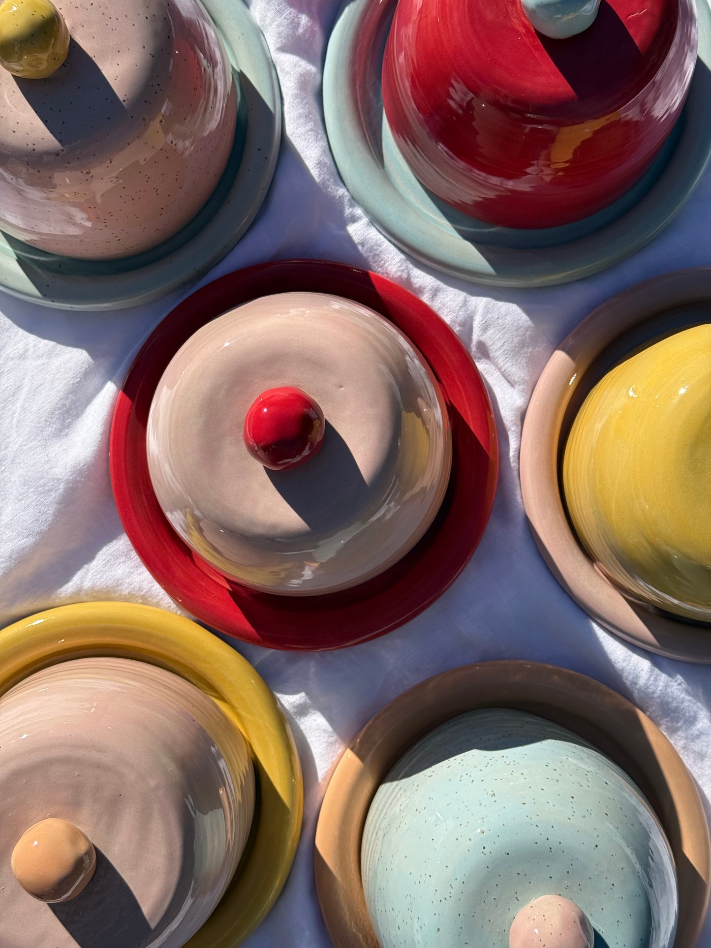 Butter dish - Yellow + pink + peach