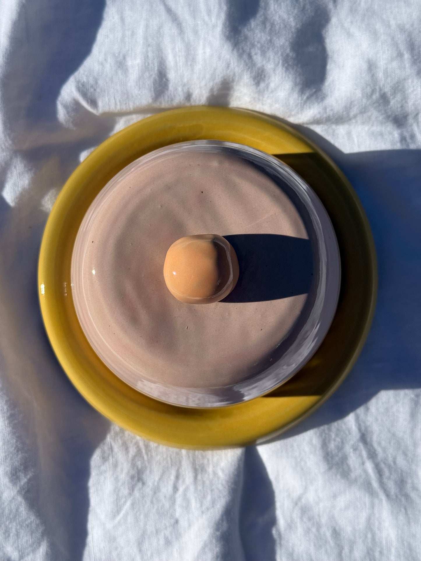 Butter dish - Yellow + pink + peach