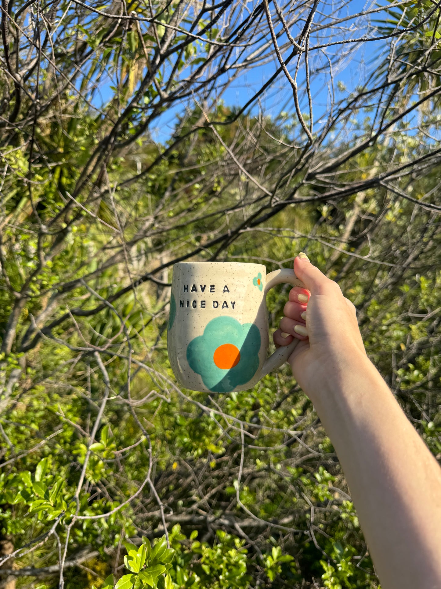 Have a nice day flower mugs