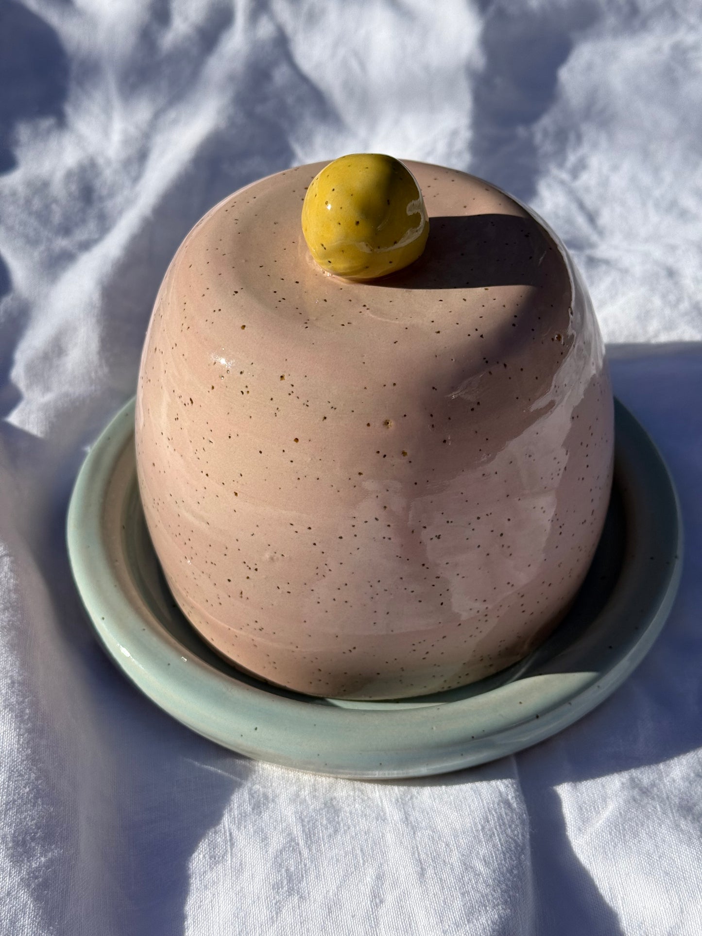 Butter dish - Blue + pink + yellow