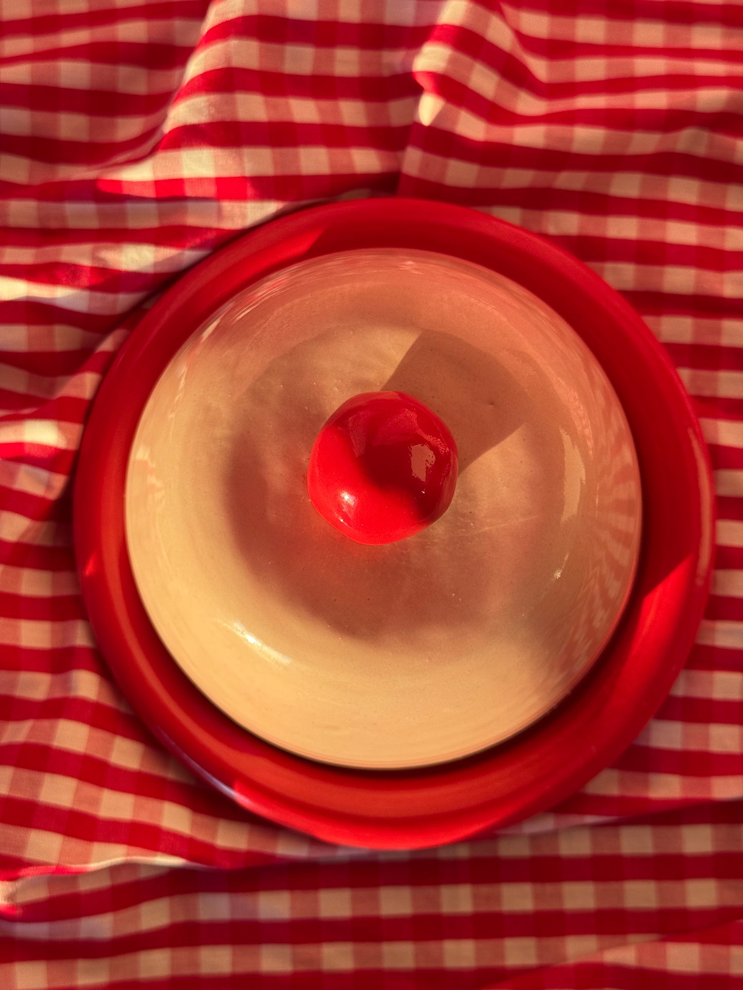 Butter dish- Red + pink