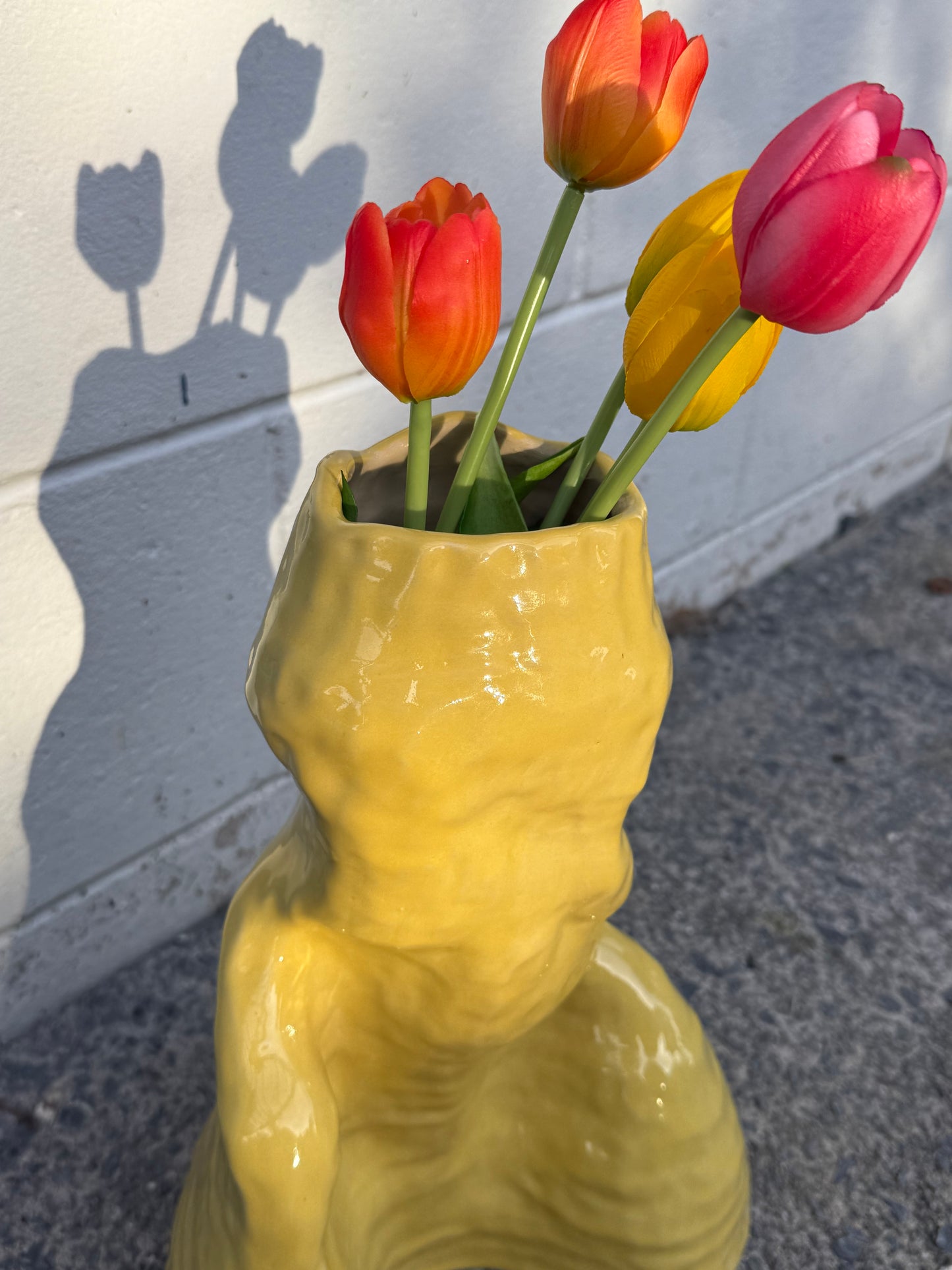 Hand coiled vase - butter