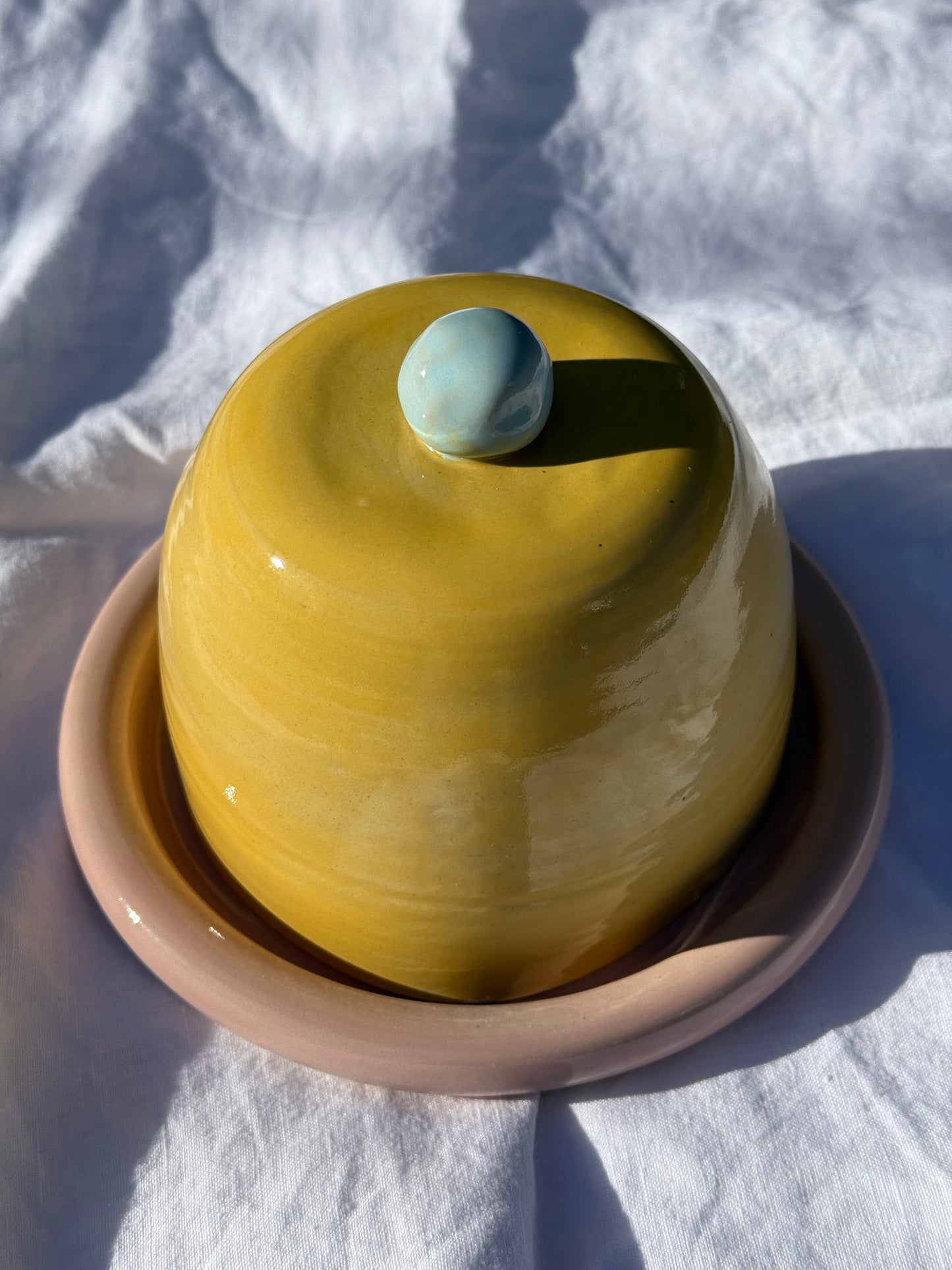 Butter dish - Pink + yellow + blue