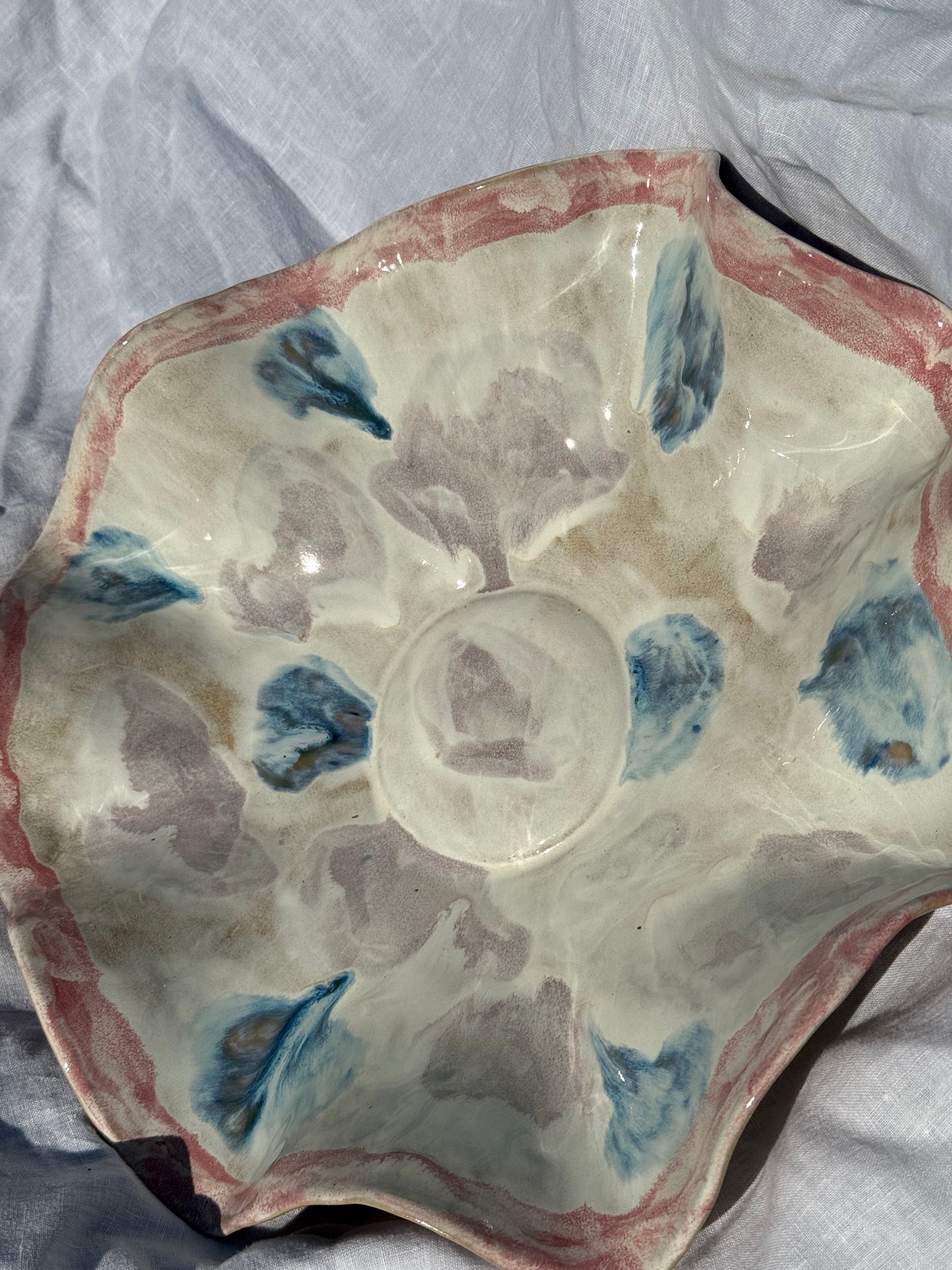 Large Wavy Bowl- Delphinium