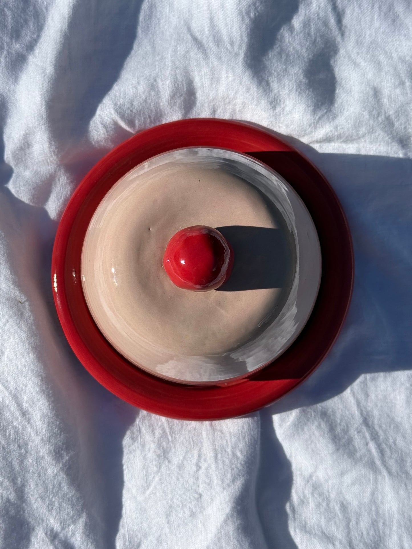 Butter dish- Red + pink
